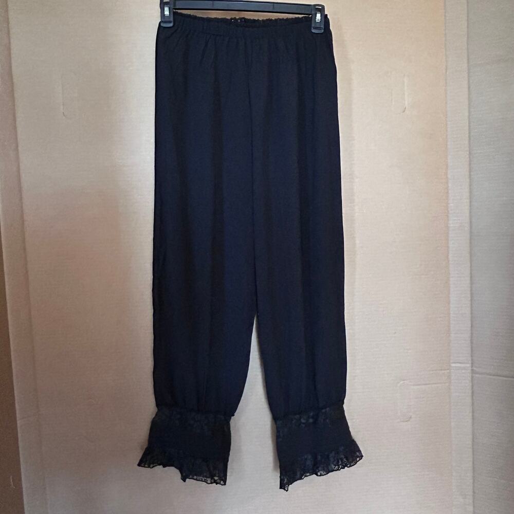 S Women Lace Trim Bloomers Pantalooms Slip Pants Capris Black Cosplay Coquette